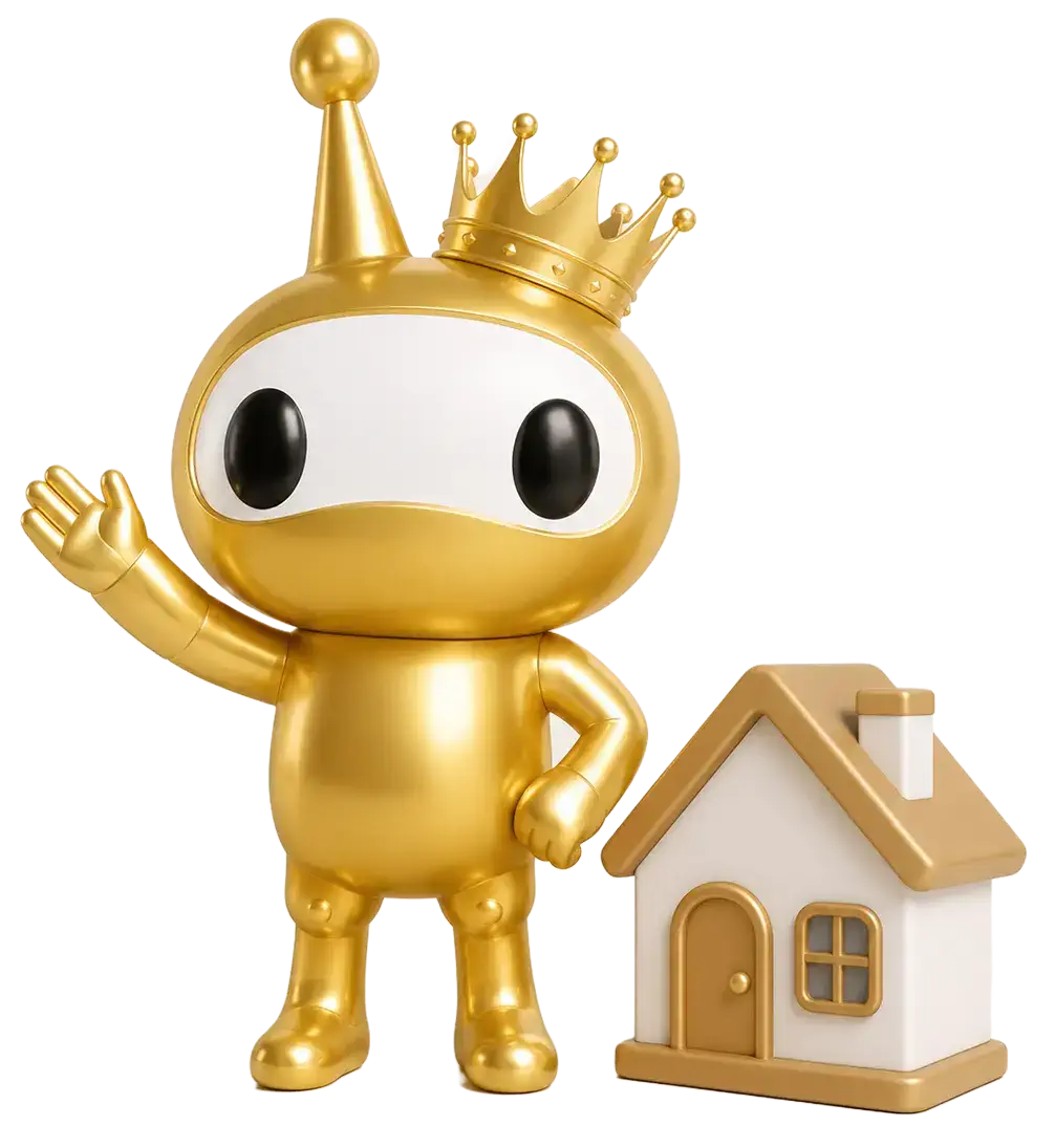 Wipito, la mascota de Wipet, saludando junto a una casa